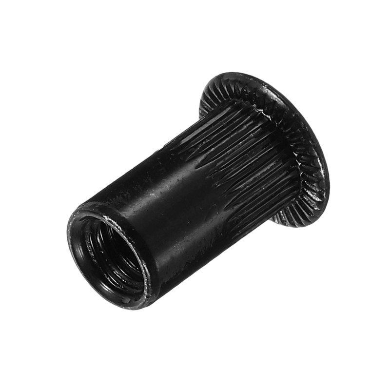 sourcing map M5 Rivet Nuts Carbon Steel Knurled Flat Head