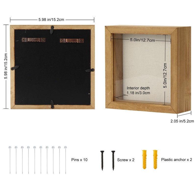 TJ.MOREE Shadow Box Frame 5 x 5 Shadowbox Display Case