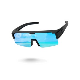 Meeloog Polarised Over Glasses Women Men UV400 for Glasses Wearers Driving Cycling DEMST0075, P1 Black Frame/Blue Mirrored Lenses