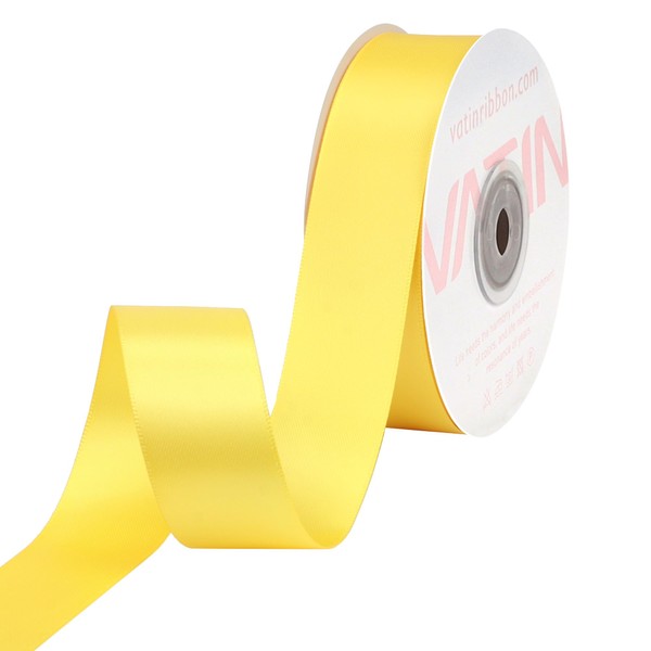 VATIN Double Face Daffodil Satin Ribbon 1" Continuous 25 Yards,Yellow