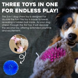 Flourish Pets 3 in 1 Dog Chew Toys for Aggressive Chewers | Non-Toxic BPA Free Double Stitched Soft Fabric Exterior Dog Toys | Long-Lasting Dog Plush Toys – Flamingo Large