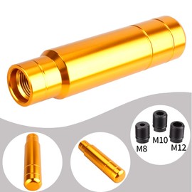 muge racing Aluminum Alloy Weighted Shifter Knob,5" Auto Gear Shift Knob with 3 Threaded Adapters M8 M10 M12,Fit Most Automatic Manual Vehicle-Gold
