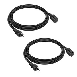 2 Pack 6FT Extension Cord Outdoor 16 AWG Heavy Duty Power Cord 3 Prong SJTW, NEMA 5-15P to NEMA 5-15R, Power Cable for Indoor and Outdoor Use, ETL Listed