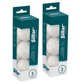 Sillar Dryer Balls Eco Made of Wool, Pack of 6 Dryer Balls for Tumble Dryers, Laundry Ball Diameter 7 cm, Natural Balls for Dryers, 100% Sheep's Wool, Also Dryer Balls Down, Drying Time Shortened