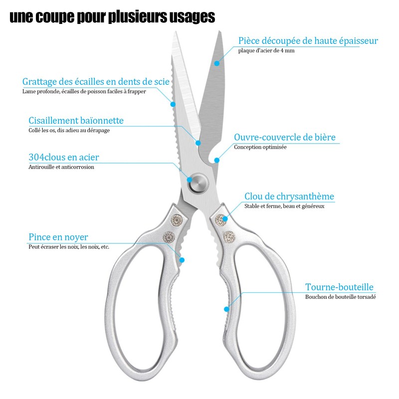 Kitchen scissors, household scissors, stainless steel, all-purpose scissors, heavy sharp