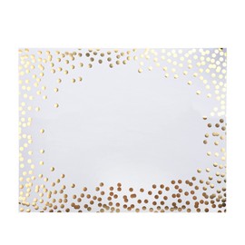 45 manteles individuales de papel de aluminio dorado con puntos blancos y dorados, manteles individuales desechables de papel decorativos, manteles rectangulares para cumpleaños, bodas, baby shower,