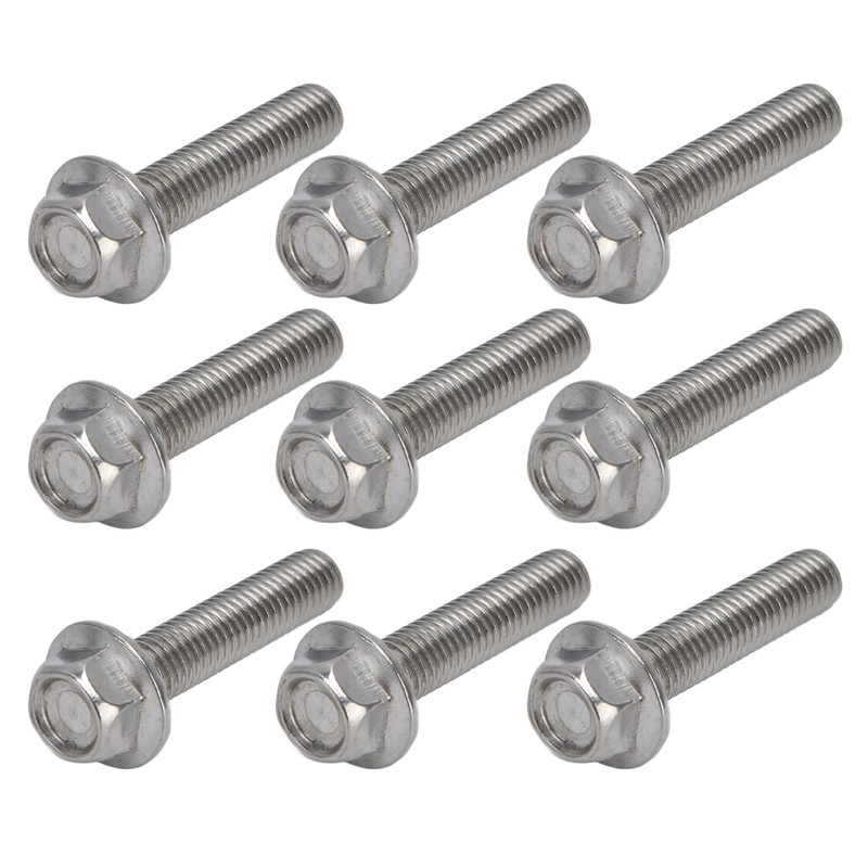 20Pcs M10x1.5 Screw Bolts A2‑70 Stainless Steel Flanged Hex Head
