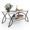 SlickBlue Sleek 2-Tier Faux Marble Coffee Table with Metal Frame