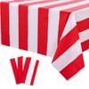 Kesfey 3 Packs Red and White Horizontal Striped Tablecloth 54
