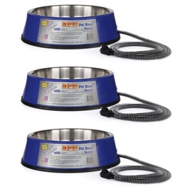 Farm Innovators Signature Series 3 Quart 40 Watt Electric Heated Pet Water Bowl with Stainless Steel Insert, Thermostatic Control, (3 Pack)