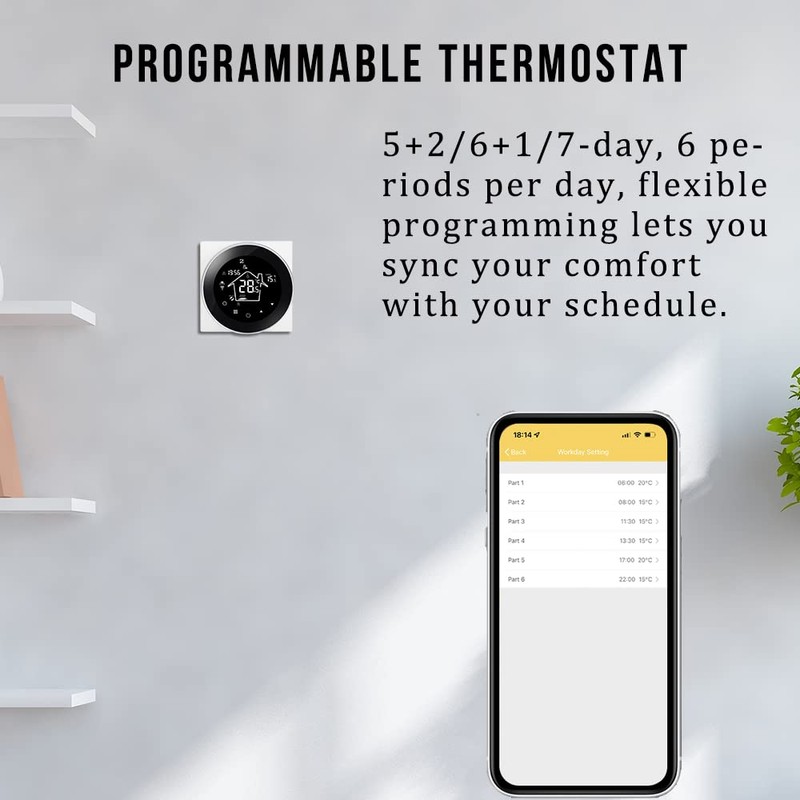 KETOTEK Smart Electric Underfloor Heating Thermostat WiFi 16A with Sensor