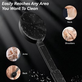 Electric Silicone Shower Brush for Body and Face, Portable Scrubber, 2-in-1 Shower Brush with Extendable Handle, IPX7 Water Resistant, 500mAh Battery, Gentle Silicone Bristles for All Skin