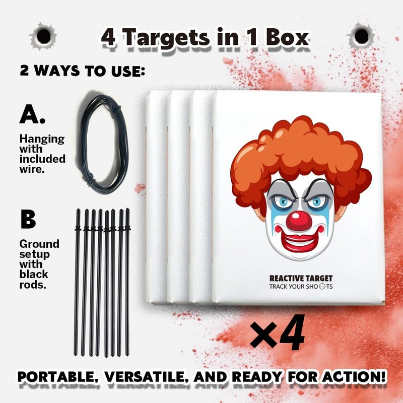 4 Pack Splatter Reactive Targets,Shooting Targets for The Range,Shooting Target,Target