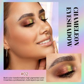 VERONNI Chameleon Eyeshadow,3Colors Liquid Metallic Eyeshadows Color Shifting, Holographic Glitter Multichrome Eye Shadow High Pigmented, Long Lasting and Smudge Proof (#02)