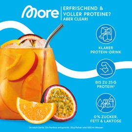 MORE Clear Protein, Probenbundle, 6 x 30 g, variable Sorten, Protein Drink mit Whey Isolat, geprüfte Qualität - made in Germany (Sorten können variieren)