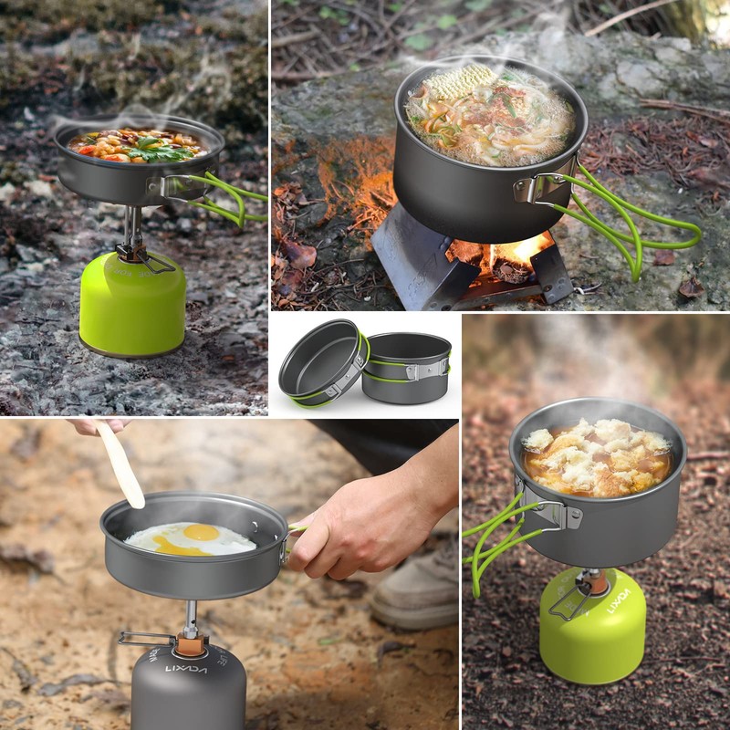 Lixada Camping Pot Set 11-Piece Camping Cookware Camping Tableware 2-3