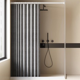 Haoyunll Foldable Waterproof Shower Curtain, Anti-Mould with Hooks, Thick Fabric Shower Curtain Textile, Washable Magnetic Shower Curtains for Bathroom, 280 g/m², Grey, 120 x 200 cm