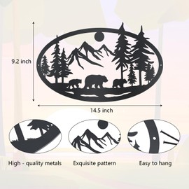 OYEFLY Metal Bear Wall Art,Rustic Animal Hunting Decor (Black)