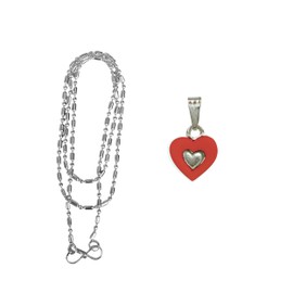 Heart Shape Necklace for Women | Fancy & Stylish | Necklace With Neck Chain | Aesthetic Jewellery For Everyday Accessories Modern Design | Birthday & Special Occassion Gift (Red)