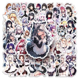 50 Packs Anime Maid Stickers Water Bottles Laptop Phone Computer Guitar Skateboard Hydroflasks Anime Vinyl Sticker Waterproof Aesthetic Trendy Decals for Kids Teens Girls Adults