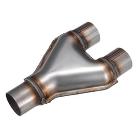 X AUTOHAUX Universal 409 Stainless Steel Exhaust Y Pipe 2" Single to 2" Dual Exhaust Adapter Connector 10" Overall Length for Car Truck