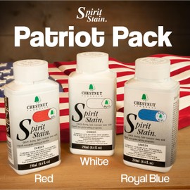 Peachtree Woodworking Supply Chestnut Spirit Stain Patriot Pack with 1 Bottle of Red, White and Royal Blue Rainbow Colors • Each 250ml