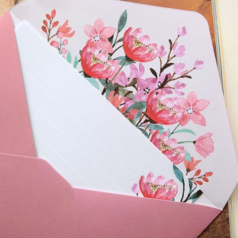 Letter Set, Floral Pattern, Diamond Pasting Envelopes, 6 Sheets, 12