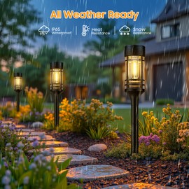 LETMY Solar Pathway Lights Outdoor, 6 Pack Solar Lights Outdoor Waterproof IP65, Bright Solar Garden Lights Outdoor, Auto On/Off Outdoor Solar Lights for Yard Walkway Driveway Landscape Garden Decor