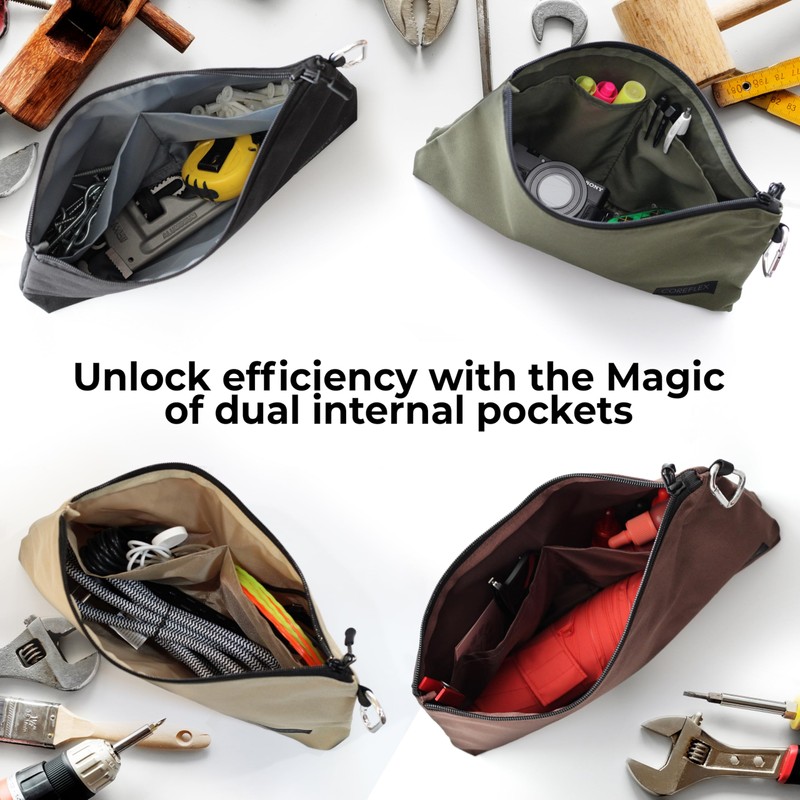 COREFLEX 2 Pack Premium Tool Pouch Zipper Bag with internal