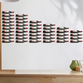 XMANTSEA Wine Rack Wall Mounted, Black Metal Iron Hanging Wine Bottle Holder, Wall Display Rack for Standard Wine Bottles, Rustic Wine Storage for Kitchen and Home Décor, Set of 6 (Gold)