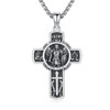 XIXLES Saint Michael Cross Necklace 925 Sterling Silver Large Archangel