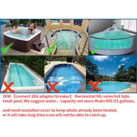 UCEDER Hot Tub LX H20-Rs1 Thermostat 110V 2kw with Adjustable Temperature Thermostat for Some hot tubs,Underground Small Pool &Bathtub（Suggest Connect 20A Adapter or Breaker