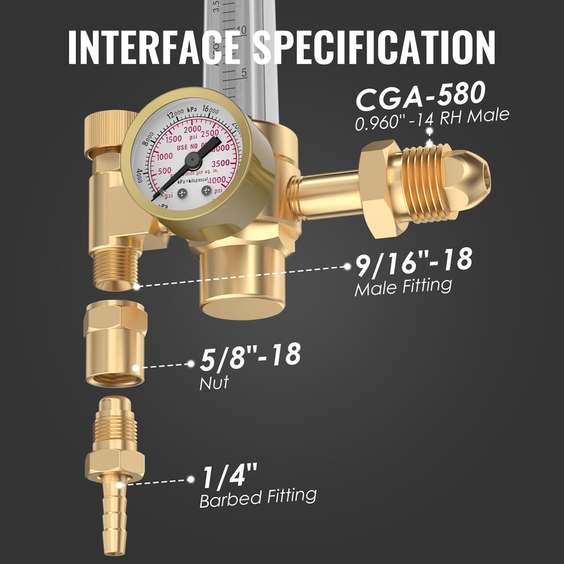 bestarc Argon/CO2 Mig Tig Flow Meter Gas Regulator Gauge Welding