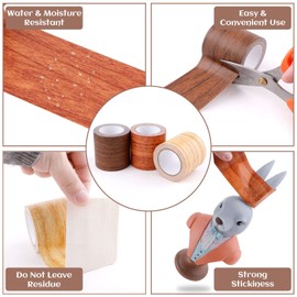 DIBALIYI 2 Roll Grain Tapes, Floor Repair Patch Textured Adhesive, Wood Printed Tape Strong Adhesive, Wood Repair Patch for Wall Corner Table Door Sofa Home Decor (Dark Brown)