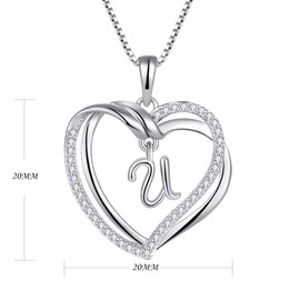 Starnny Heart Birthstone Chain Silver Women's 925 Infinity Necklace with 5A Cubic Zirconia for Women Mother Girlfriend Mum, Cubic Zirconia