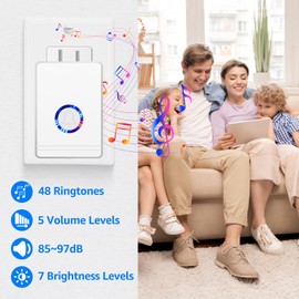 USUPERINK Motion Sensor Bell for Door Entrance,Motion Sensor Chime, Plug in Doorbell Wireless,48 Ringtones, 5 Levels Volume,Easy Installation,1300ft Long Distance,97dB Loud,for Home,Office,Hotel,1PK