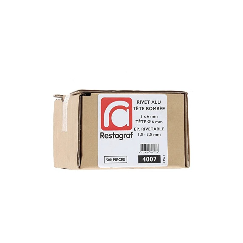 Restagraf 500 x 3mm x 6.5mm Standard Aluminium Rivets