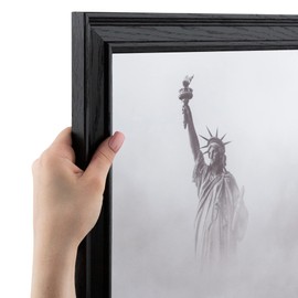 ArtToFrames 10x13 Inch Black Picture Frame, This 1.5" Custom Wood Poster Frame is Black Stain on Solid Wood, for Your Art or Photos - Comes with Regular Glass, WOM0066-78238-YBLK-10x13