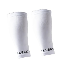 [FLEEK] Forearm Sleeve, White, Compression Arm Cover, Arm Compression, Football, Basketball, Volleyball, Soccer, Tennis, Running (One Arm), white