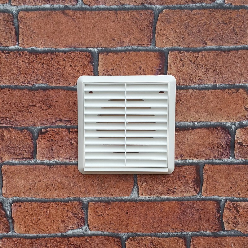 Kair White Louvred Grille 155mm External Dimension Wall Ducting Air