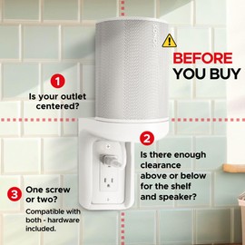 Sound Bass ERA100 Shelf Wall Outlet AC, White, Home, Compatible with Sonos ERA 100, Plug Mount Organizer, Bathroom, Kitchen, Bedrooms, Cord Management, Easy Installation, Mounting Kit Included
