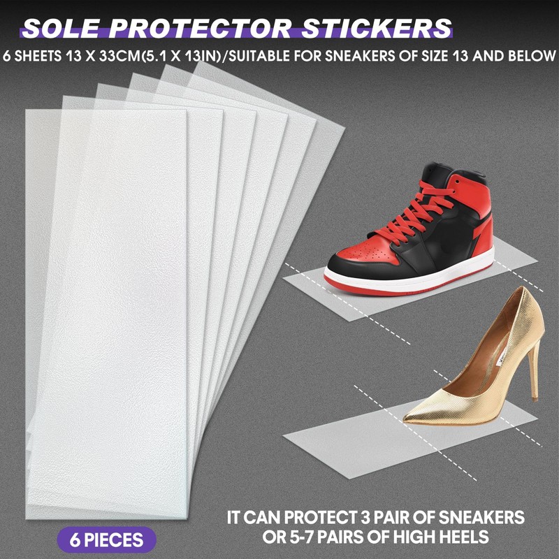 Pacify 6 Pack Sole Protector for Sneakers, Non-Slip Clear Shoe
