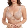 TELIMUSSTO Women's Plus Size Floral Lace Underwired Bra Full Coverage