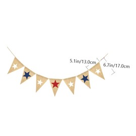 LABRIMP 1pc Independence Day Linen Star Pattern Banner Five- Burlap Garland for July Memorial Day Party Decorations Patriotic Festive Decor