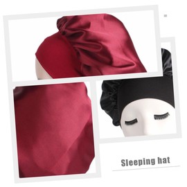 Minkissy 2sets Sleep Hat Elastic Brim Patient Headwear Hair Bonnet for Home Use Soft Polyester for Hair Loss Non-falling Design 2pcs*2