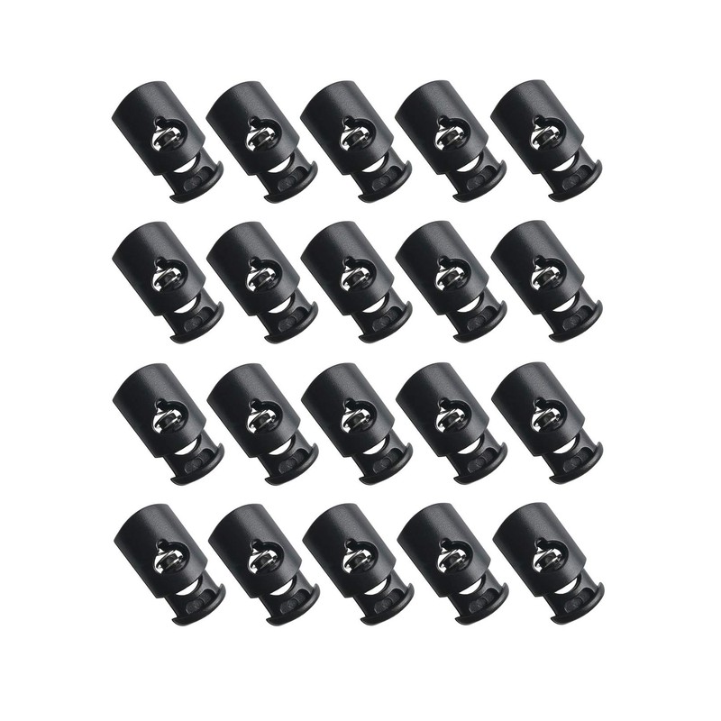 50 Pcs Plastic Drawstring Toggle Spring Stop Single Hole String