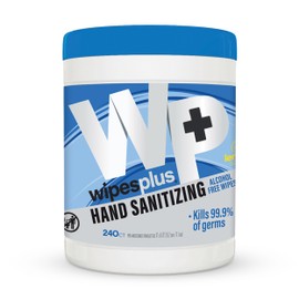 WIPESPLUS Hand Sanitizing Wipes Canister Alcohol Free for Home and Business, 240 Count
