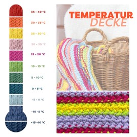 myboshi Sane Temperature Blanket Crochet Set, for Beginners, 15 Balls of Wool, Crochet Hook, Wool Needles, Instructions, Label, 30% Wool (Merino Wool), Colourful Starter Set