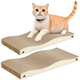 Conlun Cat Scratcher, Durable Scratch Pad, Corrugated Cardboard Scratching Board for Indoor Cats, Heavy Duty, Double-Sided Usability, Recyclable, with Catnip (Pack of 2)