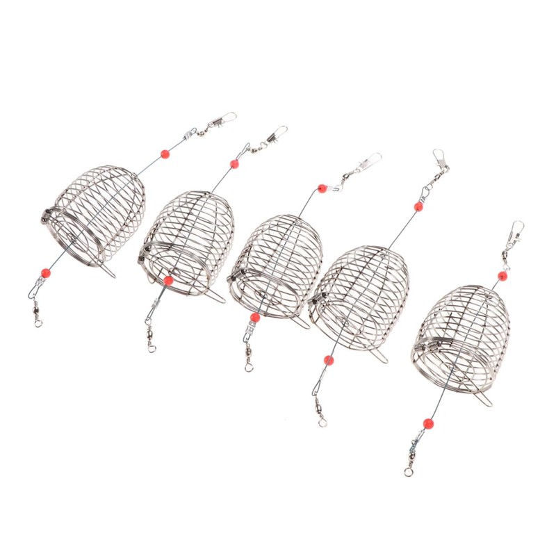 Kisangel 2sets Stainless Steel Lure Cage Bait Trap Fishing Trap